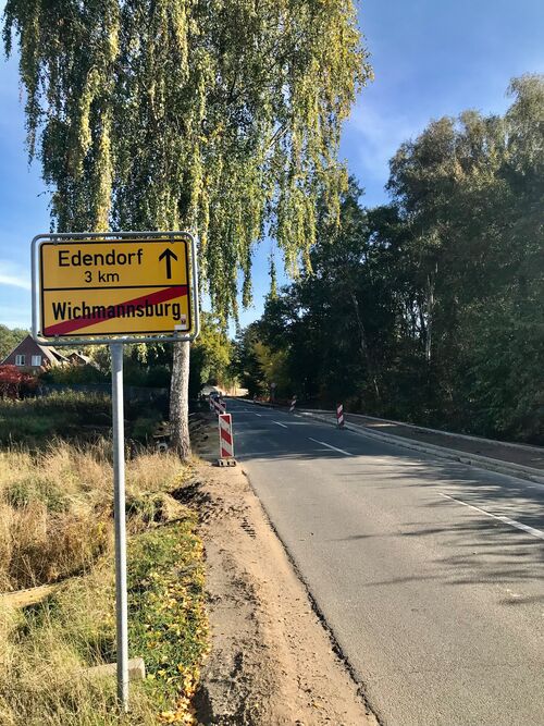 Kein Durchkommen: Die Kreisstraße 1 wird zwischen Wichmannsburg und Hönkenmühle voll gesperrt. Foto: Gemeinde Bienenbüttel